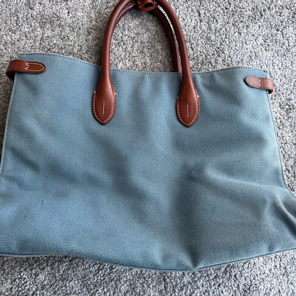 Ralph Lauren Denim-Blue Canvas Tote with Brown Leather Trim - Picture 4 of 8